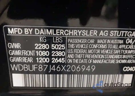 2006 Mercedes-Benz E 350 4Matic from USA, damaged, VIN WDBUF87J46X206949